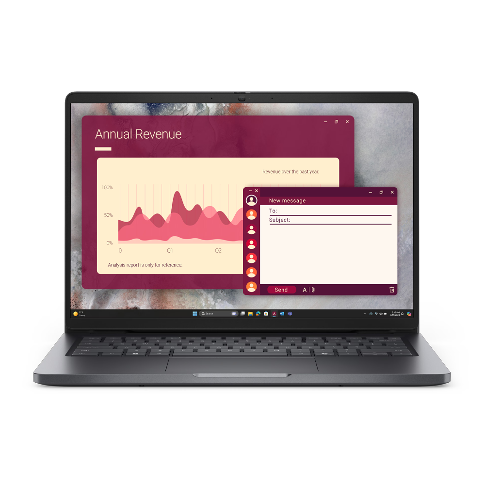 Notebook Dell Pro 14 PC14250, Intel Core Ultra 7 255U, W11Pro, RAM 16 GB, SSD 512 GB, 14", Plata